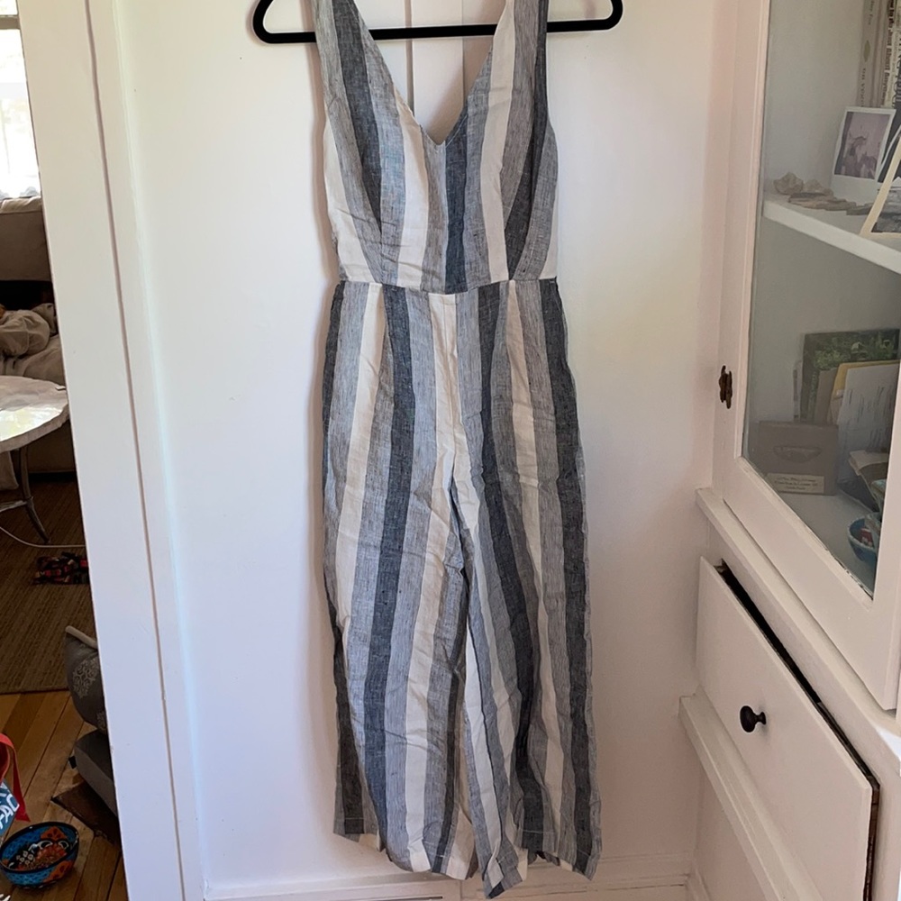 Lucky Brand striped linen jumpsuit Sz XS